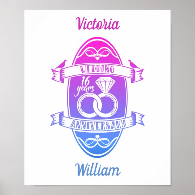 16 År 16:e bröllop-årsdagen Poster (Framsidan)