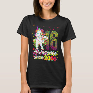 16 år gammal enhörning flossing 16-årsdag Unico T Shirt