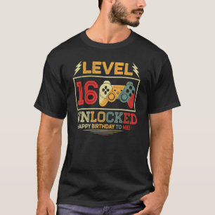 16 år gammal nivå 16 olåst 16:e födelsedagspojke G T Shirt