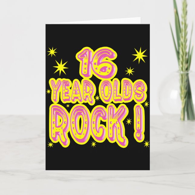 16 år gammal Sten! (Rosa) gratulationskort Kort (Framsida)