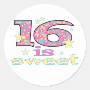 16 är Sweet Runt Klistermärke