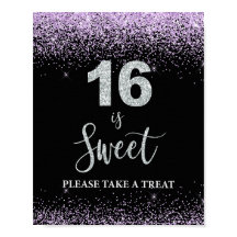 16 är Sweet, ta ett Treat Birthday-tecken