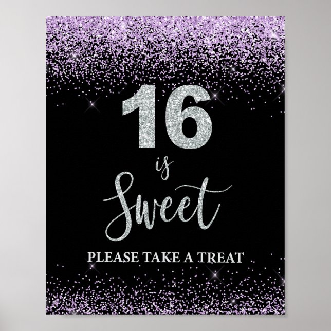 16 är Sweet, ta ett Treat Birthday-tecken Poster (Framsidan)