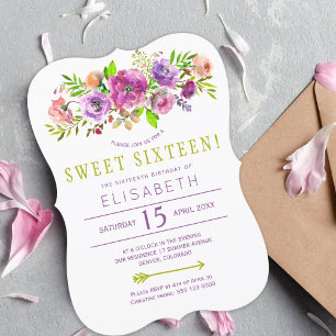 16-års födelsedags boho blomster chic sweet sixtee inbjudningar