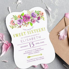 16-års födelsedags boho blomster chic sweet sixtee inbjudningar