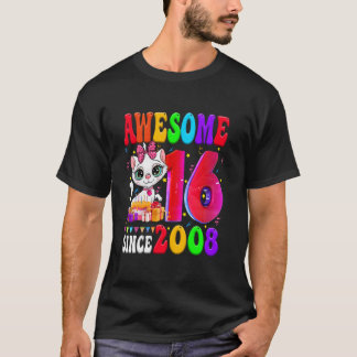 16-års födelsedagsfest Söt katt 16 år Grym T Shirt