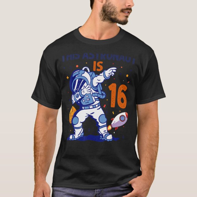 16 års gammal astronaut Space Planet 16:e födelsed T Shirt (Framsida)