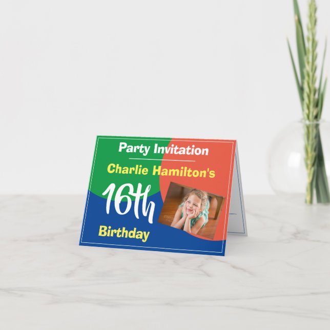 16-års inbjudan med foto (Framsida)