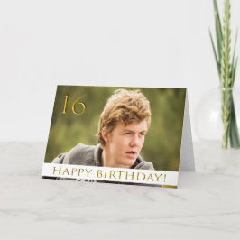 16-årsdag för en pojke med foto från porträtt kort