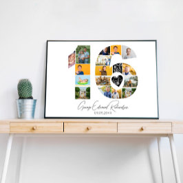 16-årsdag Fotocollage Poster Minnessaker