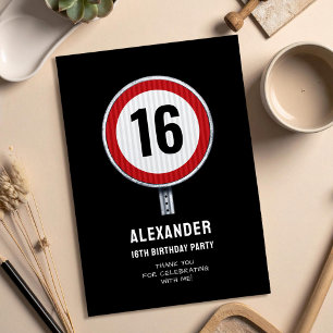 16-årsdag Hastighetsbegränsning Tack Kort