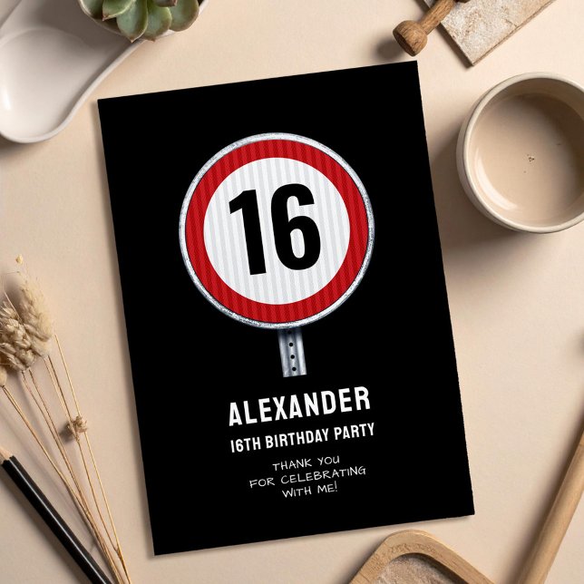 16-årsdag Hastighetsbegränsning  Tack Kort (Skapare uppladdad)
