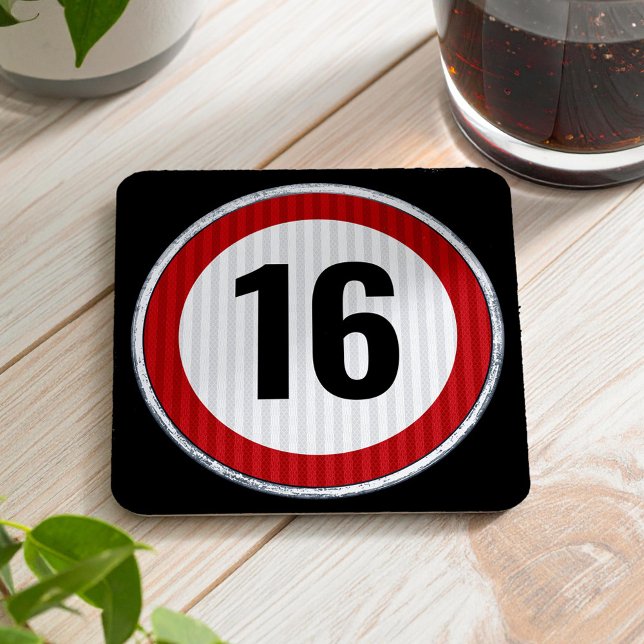 16-årsdag Hastighetsbegränsning Underlägg Papper Kvadrat (Skapare uppladdad)