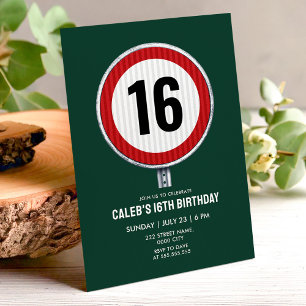 16-årsdag Hastighetsbegränsningsskylt - ALDER OKÄN Inbjudningar