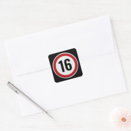 16-årsdag Hastighetsgräns Fyrkantigt Klistermärke