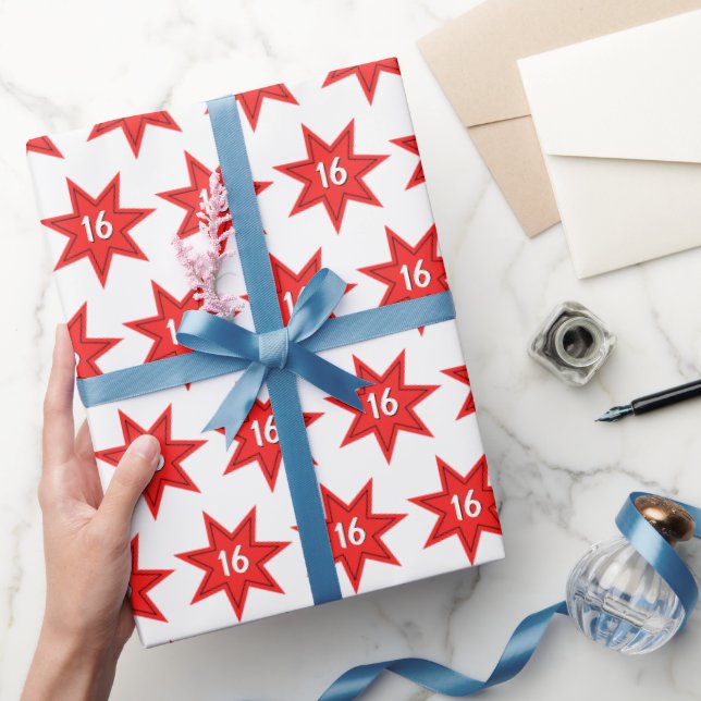 16-årsdag Röd stjärna   Presentpapper (Gifting)