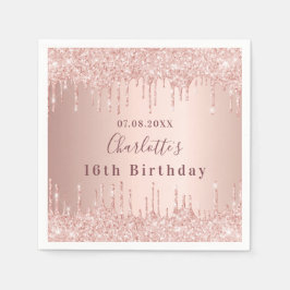16-årsdagen ro guld glitter drops monogram pappersservett