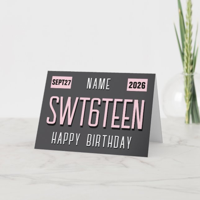 16-årsdagskylt, Söt 16-årsdag bil Kort (Framsida)