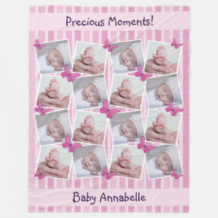 16 Bilder Kollage Precious Moments Rosa Fleecefilt