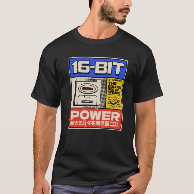 16-Bit Power - Retro Gamer T Shirt (Framsida)