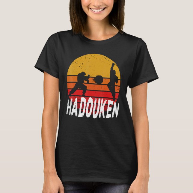 16 bit Retro HADOUKEN Fighter 1 T Shirt (Framsida)