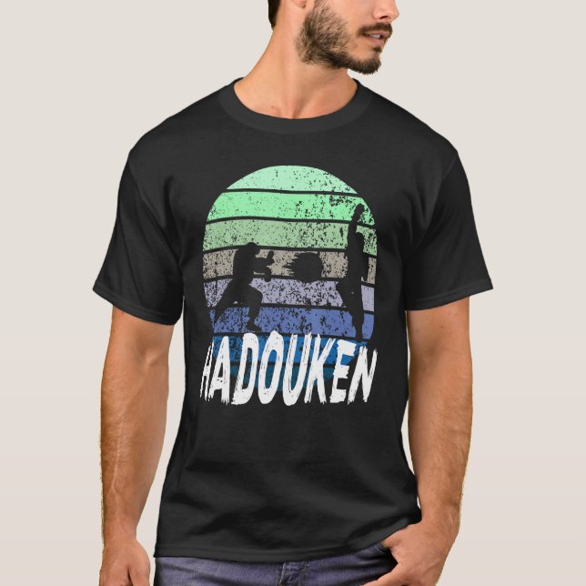 16 bit Retro HADOUKEN Fighter 4 T Shirt (Framsida)