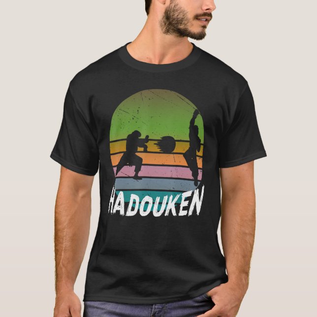 16-bit Retro HADOUKEN Fighter 5 T Shirt (Framsida)