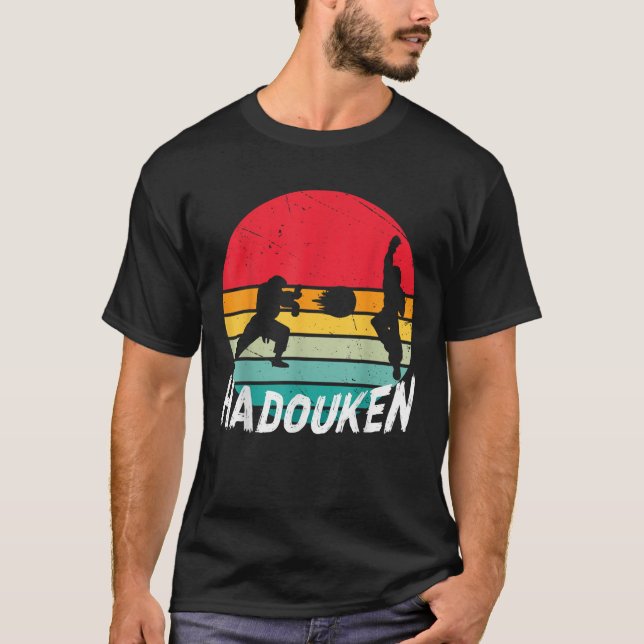 16-bitars Retro HADOUKEN Fighter T Shirt (Framsida)