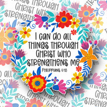 16 Blommigt Filippinerna 4:13 Bibelskrift Folkart