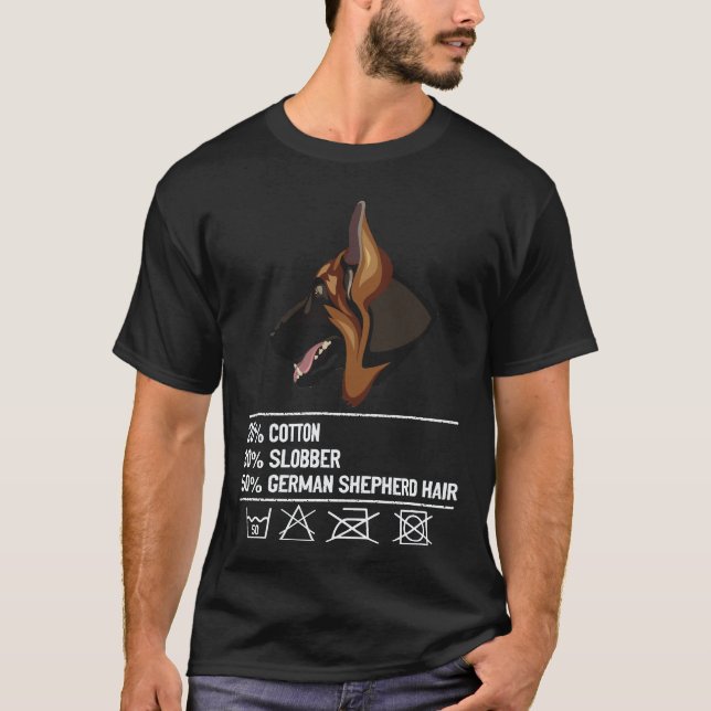 16 Bomull Savla Tysk Shepherd hundhår Tysk Shepher T Shirt (Framsida)