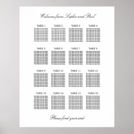 16 Bord Elegant Minimalistisk Placeringsplan Poster
