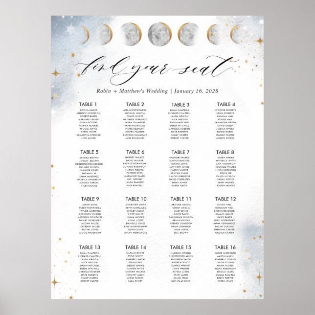 16 Bord eller Mindre, Celestial Placeringsplan Sky Poster (Framsidan)