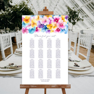 16 Bord färglöst sittdiagram för Blommigt Bröllop Poster