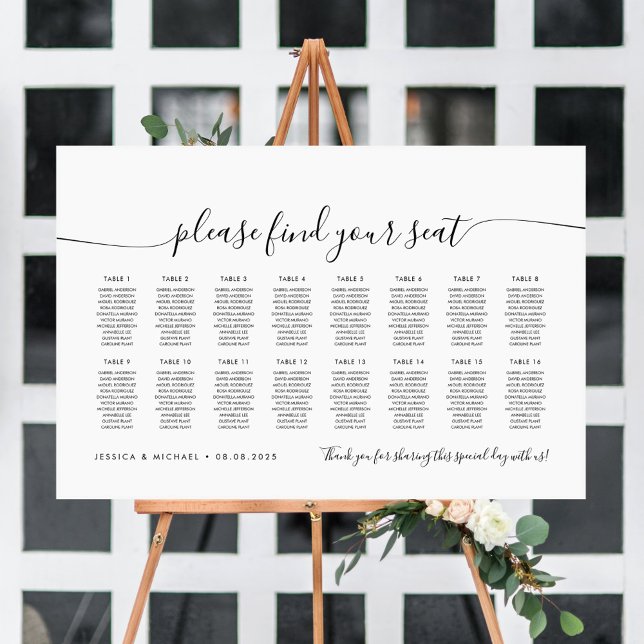 16 Bord Modern Sittplatsschema Poster (Skapare uppladdad)