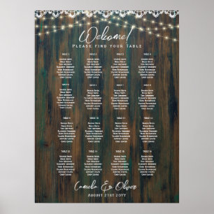 16 Bord Rustic Snöre Ljus SEATING BUDGET Poster