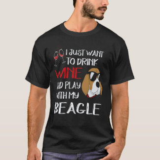 16 Drick Vin Och Lek Med Min Beagle T Shirt