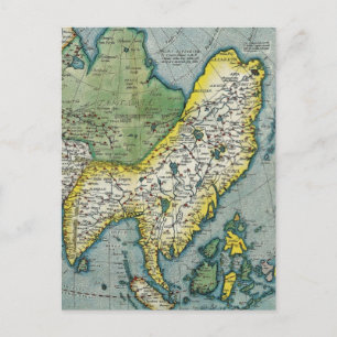 16:e århundradets Karta i tidigt i Asien Vykort