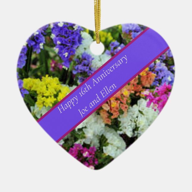 16:e årsdagen av färglöst Statice Julgransprydnad Keramik (Framsidan)