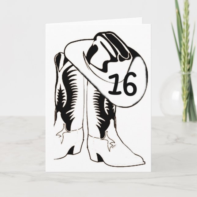 "16:e BIRTHDAY" LAND WESTERNA STIL Kort (Framsida)