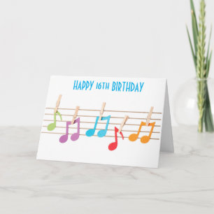 **16:e BIRTHDAY** MUSIK NOTER BIRTHDAY ÖNSKEMÅL Kort