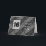 16:e BIRTHDAY, Son, Grunge Grått Rand Kort<br><div class="desc">Liknande bild finns för inbjudningarna 13, 16, 18 och 21.  Även för födelsedagshälsningar i samma kategorier men för specifika titlar,  dvs. son,  sonson och kille. Faux struktur ge är en lätt grinig effekt.</div>
