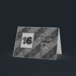 16:e BIRTHDAY, Son, Grunge Grått Rand Kort<br><div class="desc">Liknande bild finns för inbjudningarna 13, 16, 18 och 21.  Även för födelsedagshälsningar i samma kategorier men för specifika titlar,  dvs. son,  sonson och kille. Faux struktur ge är en lätt grinig effekt.</div>