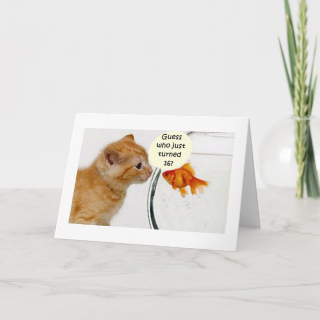 16:e BIRTHDAY VILL PRATA GOLDFISH Kort (Framsida)
