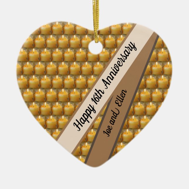 16:e Bröllop-årsdagen, Vax KeepVEHeart Julgransprydnad Keramik (Framsidan)