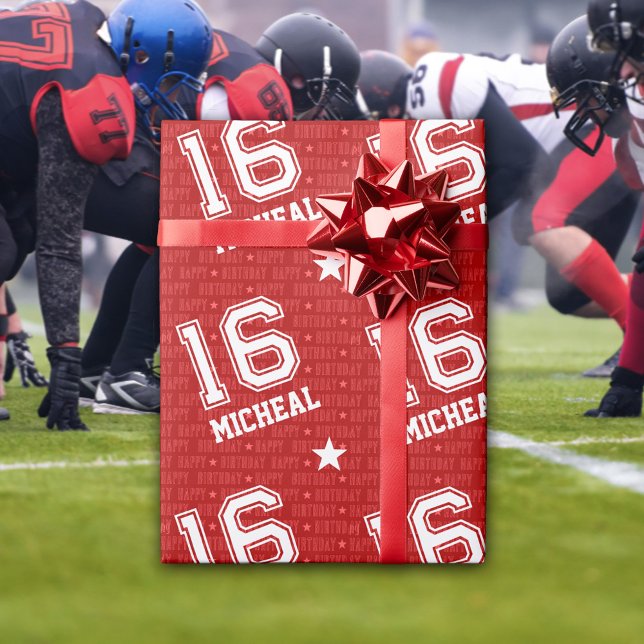 16:e födelsedag Anpassat namn Typografi Varsity Re Presentpapper (Skapare uppladdad)