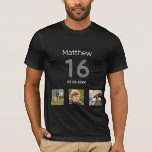 16:e födelsedag anpassningsbar fotomonogrampojke t shirt