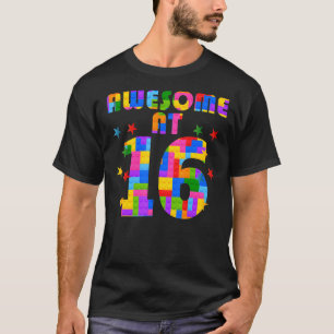 16:e födelsedag Barn 16 Byggande block Bricks Tema T Shirt