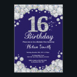 16:e födelsedag Blått och Silver Diamond Inbjudningar<br><div class="desc">16:e födelsedagsinbjudan. Navy Blue och Silver Rhinestone Diamond. Elegant Birthday Bash inbjudan. Barns födelsedag. Flickans födelsedag. Boy Birthday. Om du vill göra ytterligare anpassningar klickar du på knappen "Anpassa" och användor verktyg som är utformat för att ändra mallen.</div>