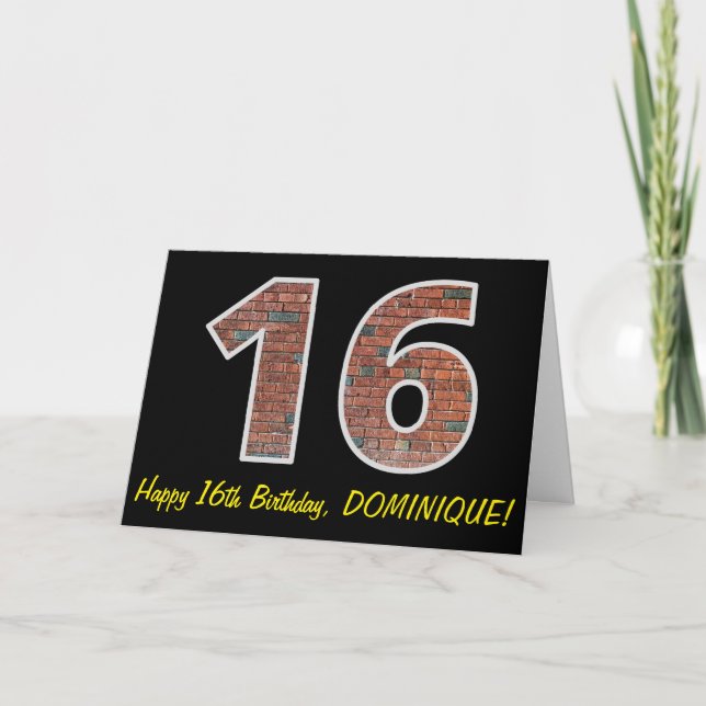 16:e födelsedag - Brickmuren Mönster 16:e tum med  Kort (Framsida)
