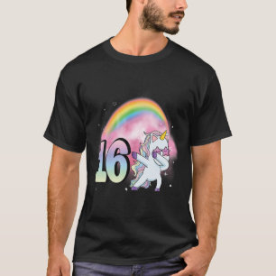 16:e födelsedag Dabbing Party Unicorn Girl 16 Year T Shirt